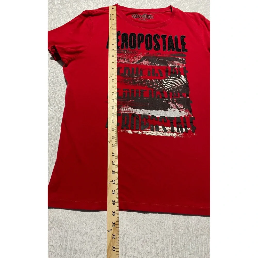 Aeropostale Mens Red Graphic Logo T-Shirt Short Sleeve Crew Neck Cotton XL - Picture 3 of 6